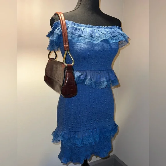 Tularosa Teri Off-the-Shoulder Ruffle Mini Dress Smocked - Picture 4 of 6